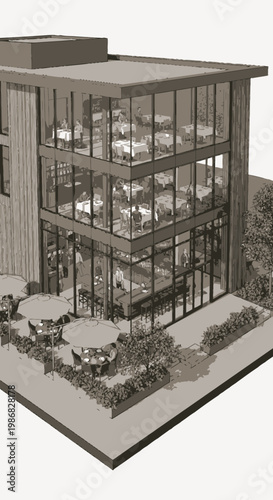 Modern office building exterior design.