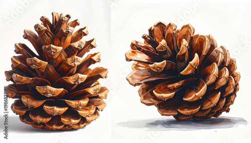 set cartoon vector illustration of pinecone isolated on white