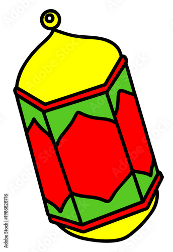 Colorful Islamic Ramadan Lantern Fanous Sticker Vector Illustration - Transparent Background