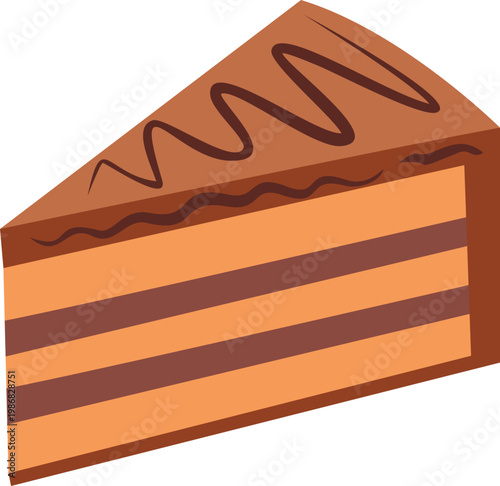 Illustration of Slice of Chocolate Cake