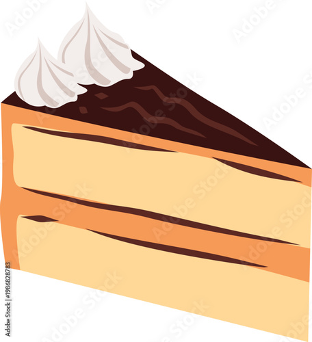 Illustration of Slice of Chocolate Cake