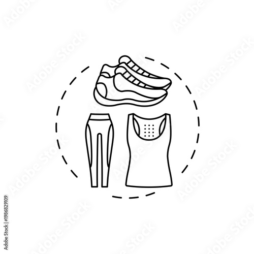 Wearing gym clothes concept icon. Home physical training tip idea thin line illustration. Protection from environment. Increasing sweat session efficiency. Vector isolated outline RGB color drawing