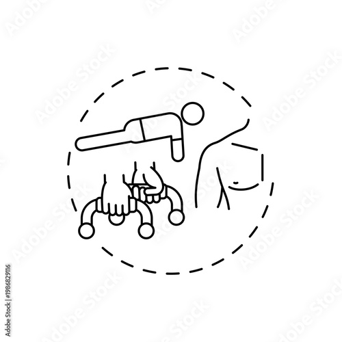 Press-ups concept icon. At-home workout session idea thin line illustration. Engaging abdominal muscles. Cardiovascular benefit. Enhancing health, vitality. Vector isolated outline RGB color drawing