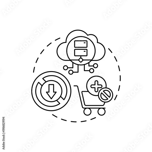 No software for installation concept icon. SaaS benefit idea thin line illustration. Running on web server. Cloud-based application. Web-based installer. Vector isolated outline RGB color drawing