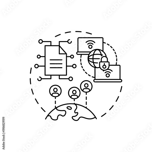 SaaS mobility concept icon. Software as service argument idea thin line illustration. Cloud computing. Connected digital devices. Remote working options. Vector isolated outline RGB color drawing