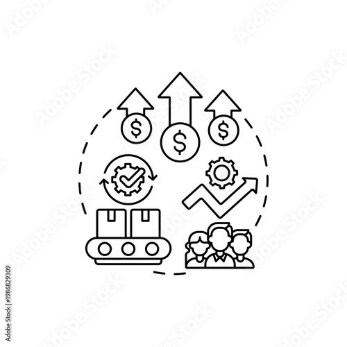 Industry competitors concept icon. Competitive rivalry idea thin line illustration. Strategy development. Ultimate industry profit potential. Vector isolated outline RGB color drawing