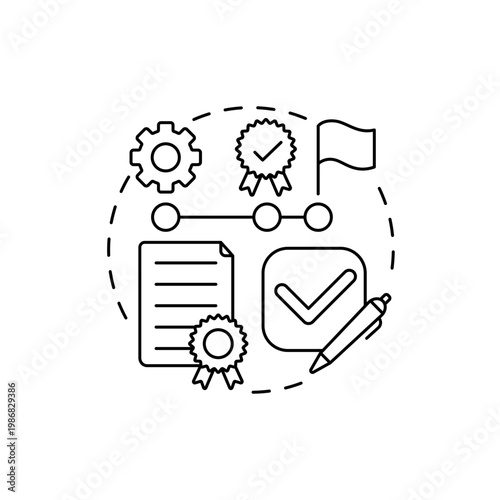Completion of task on time concept icon. CV and candidates. Test job idea thin line illustration. Management and probation. Vector isolated outline RGB color drawing