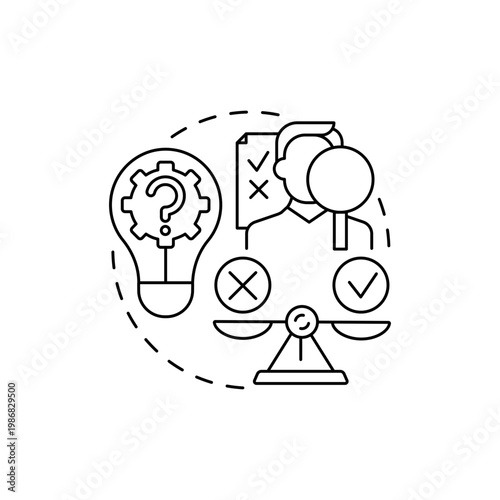 Hypothesis concept icon. Specific, clean and testable guesses of researchers idea thin line illustration. Scientific researching knowledge. Vector isolated outline RGB color drawing