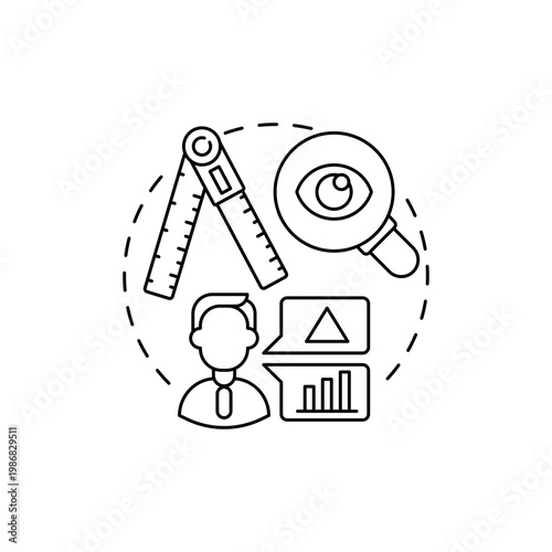 Observations and measurements concept icon. Unit of analysis and observation idea thin line illustration. Quality of information estimation. Vector isolated outline RGB color drawing