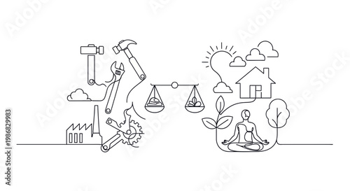 Balance between work and meditation.