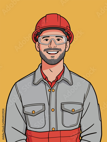 Portrait of Smiling Male Worker in Protective Gear