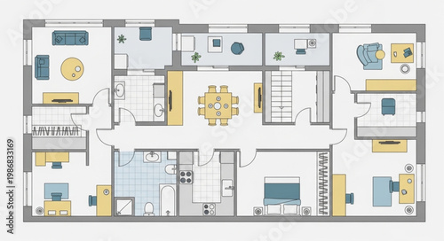 Modern Apartment Floor Plan Design With Furniture Layout.
