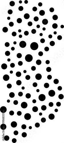 Black dots scattered on white background closely