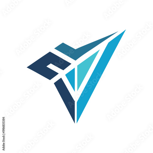 Dynamic geometric logo with abstract triangular and arrow design elements