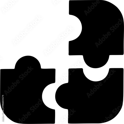 Two black puzzle pieces connect
