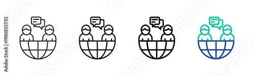 Global Communication Icon Collection Different Style Outline