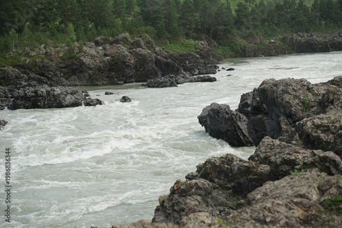 A fast-flowing mountain river