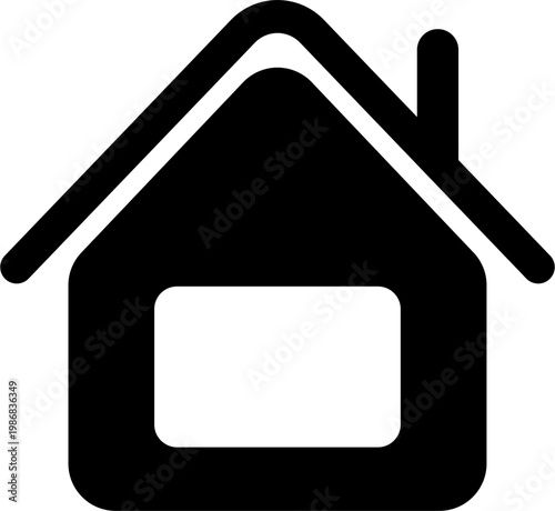 Black house icon with chimney