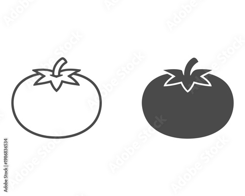 Tomato Outline and Silhouette Icon
