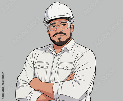 Male Engineer in Safety Helmet Illustration