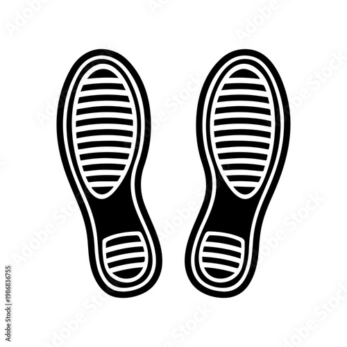 Black Shoe Print Footprint Icon Design.