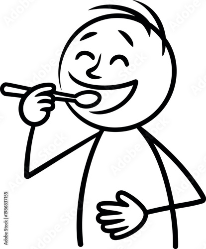 Cartoon character brushing teeth with toothbrush and smiling face happily  oral hygiene