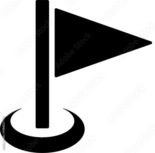 Golf flag stands on green course