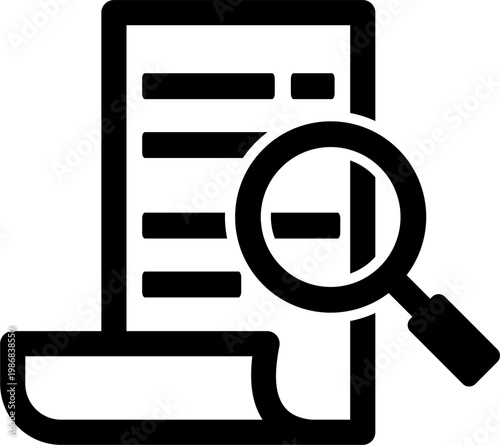 Magnifying glass examines document