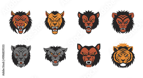 Collection of fantasy animal head illustrations.