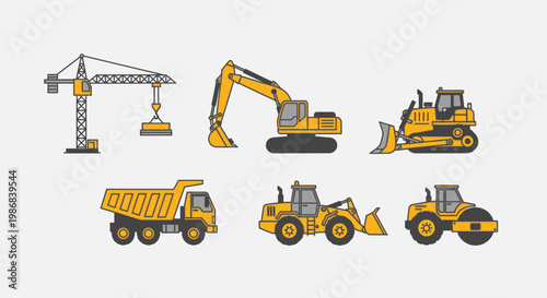 Heavy Construction Equipment Vehicles Machines.