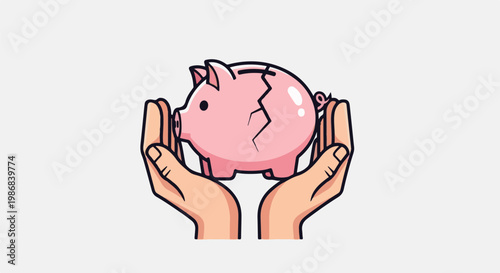 Hands cradling a cracked piggy bank, representing financial vulnerability