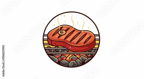 Hearty steak sizzling on hot coals, a delicious barbecue