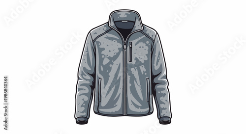 Gray zipper jacket with pockets and textured surface