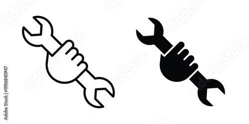 Spanner in hand icon design Illustration set for Projects