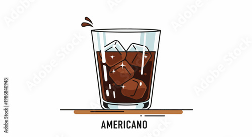 Glass of iced coffee with splashes on white background