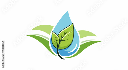 Green leaves and water drop symbolizing nature and refreshment