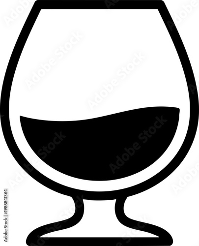 Minimalist brandy glass icon isolated on white background