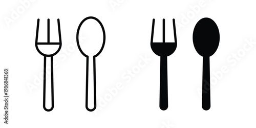 Spoon and Fork icon design Illustration set for Projects