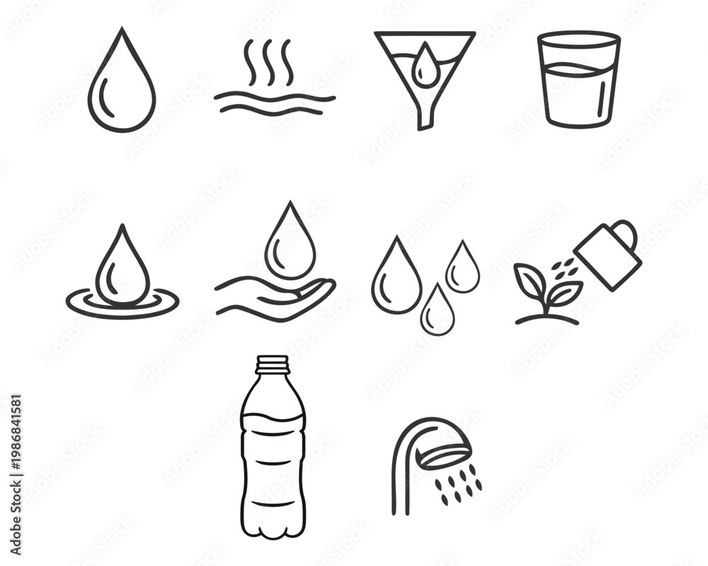 Fototapeta premium Water Usage and Conservation Icon Collection