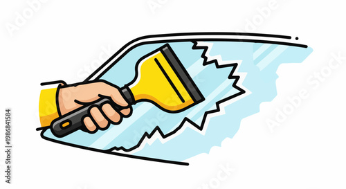 Hand scraping ice off a window