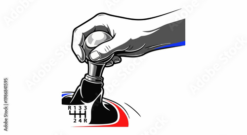 Hand shifting gears on a manual transmission, dynamic motion effect