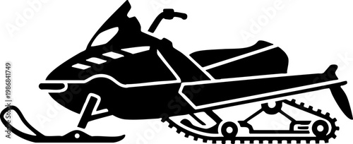 Black snowmobile icon silhouette isolated on white background