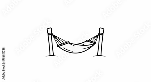 Hand-drawn hammock strung between two posts, conveying relaxation