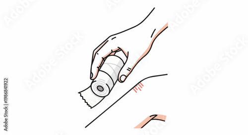 Hand applying bandage to an injury on skin with red marks