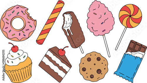 Colorful assortment of sweet treats and desserts