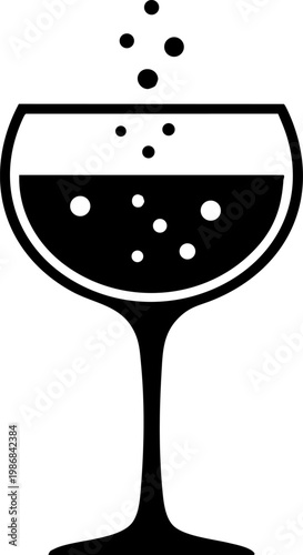 Sparkling Wine Glass Icon for Celebration and Party Concepts