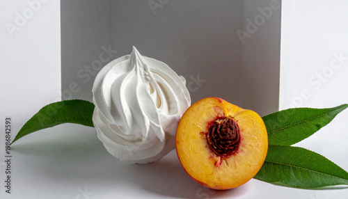 Peach Slice Cream Mint Dessert