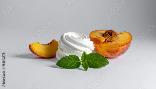 Peach Slice Cream Mint Dessert