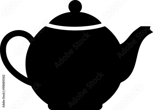 Black teapot silhouette icon isolated on white background