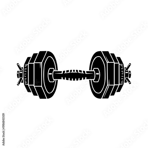 A dumbbell with weights on both ends